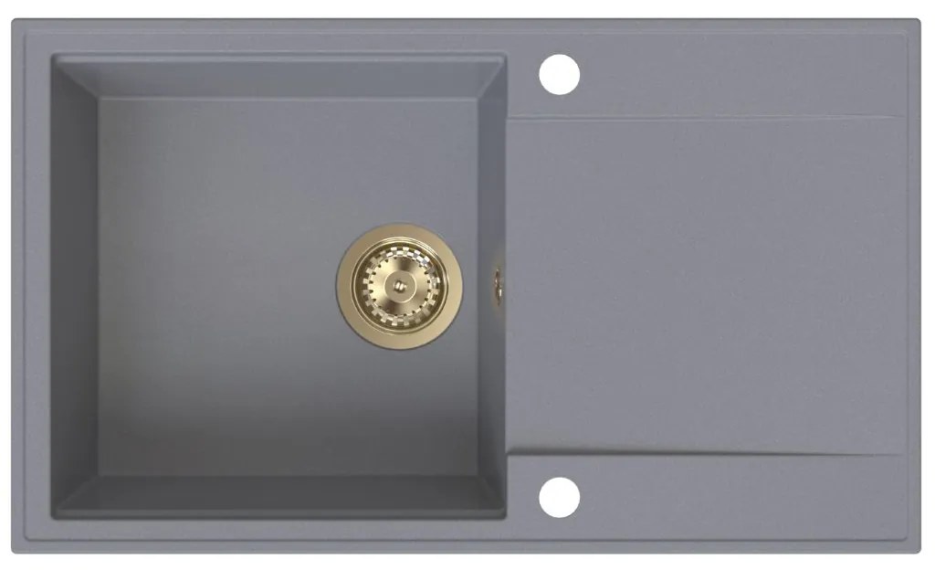 Sink Quality Sink55, kuchynský granitový drez 780x460x215 mm + zlatý sifón, šedá, SKQ-SINK.D.1KDOL.XG
