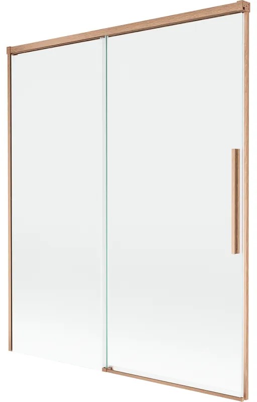 Mexen Rox, 2-krídlová posuvná vaňová zástena 140 x 150 cm, 8mm číre sklo, medený matný profil, 8C9-140-001-65-00