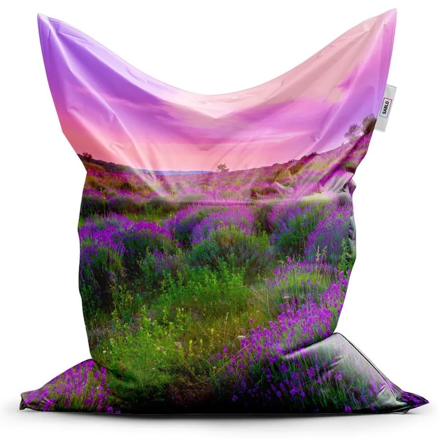 Sedací vak Classic levanduľové pole 2 - detský, fialová / zelená