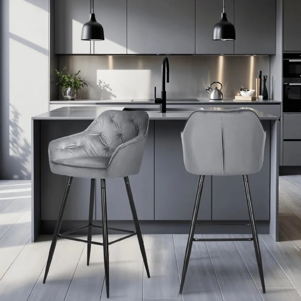 PROXIMA.store - Čalúnené barové kreslo SALEM FARBA: sivá