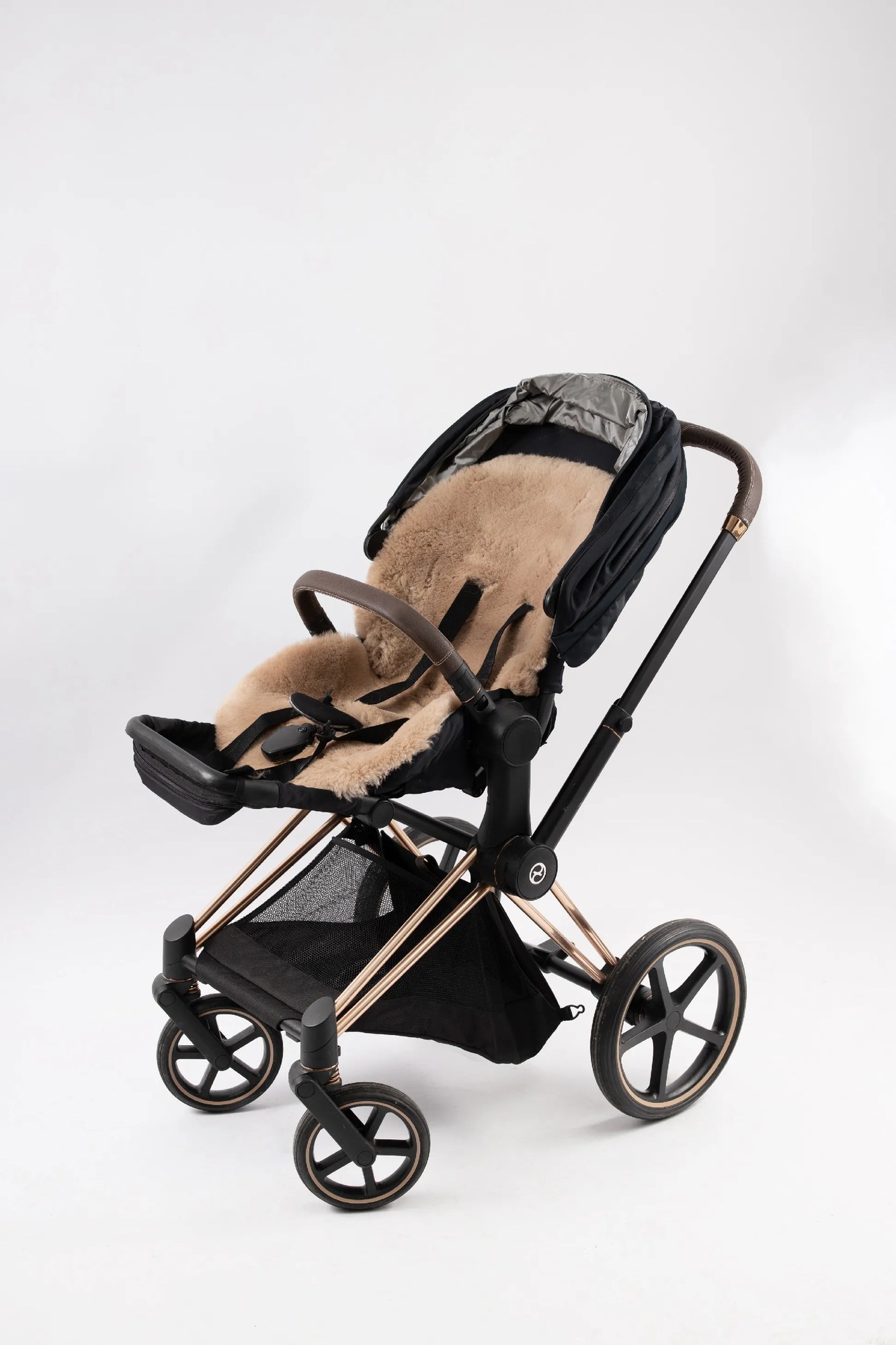 Podložka do kočíka z pravej kože béžová