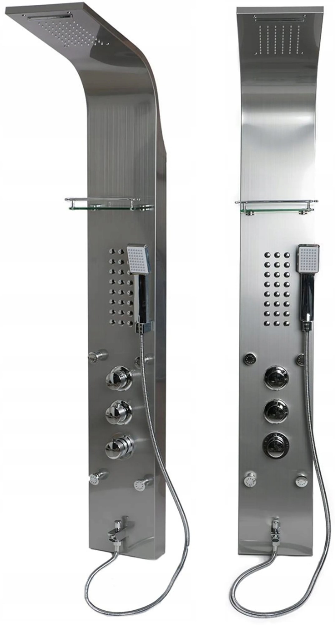 Sprchový rohový panel CASCADA 5v1 - s termostatom a výtokom do vane - chrómový matný