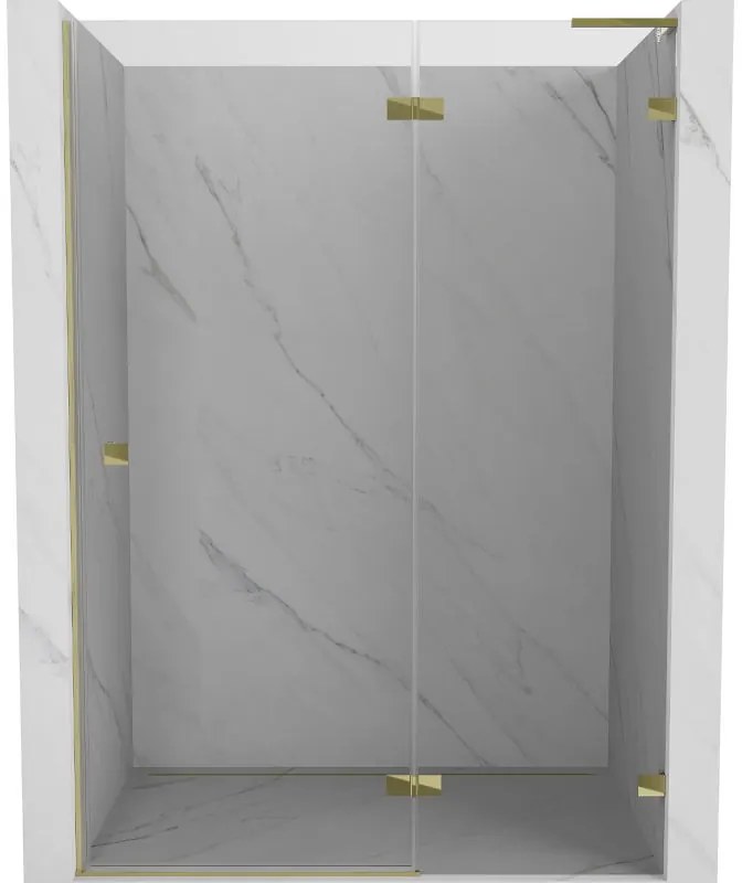 Mexen, Mexen Lunar L pravé otočné sprchové dvere 140 cm, transparentné, zlaté - 834L-140-000-50-00-P