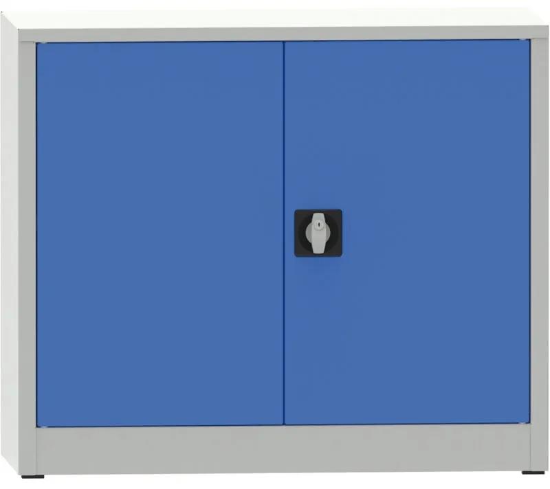 Dielenská policová skriňa na náradie KOVONA JUMBO, 1 polica, zváraná, 800 x 950 x 500 mm, sivá / modrá