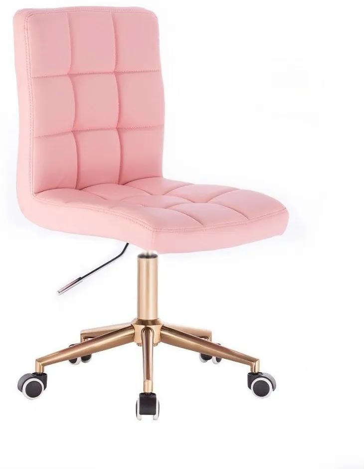 LuxuryForm DESIGN Stolička TOLEDO na zlatej podstave s kolieskami - ružová