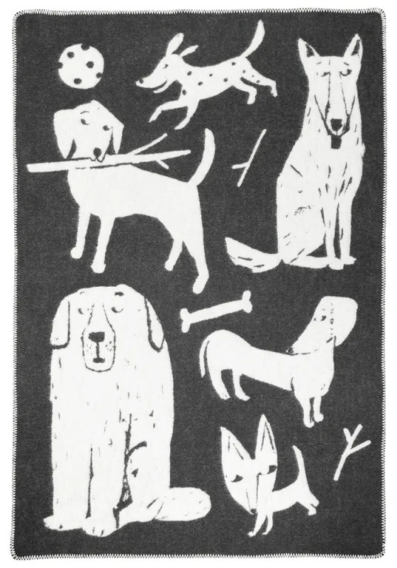 Vlnená deka Koirapuisto 90x130, tmavo sivo-biela