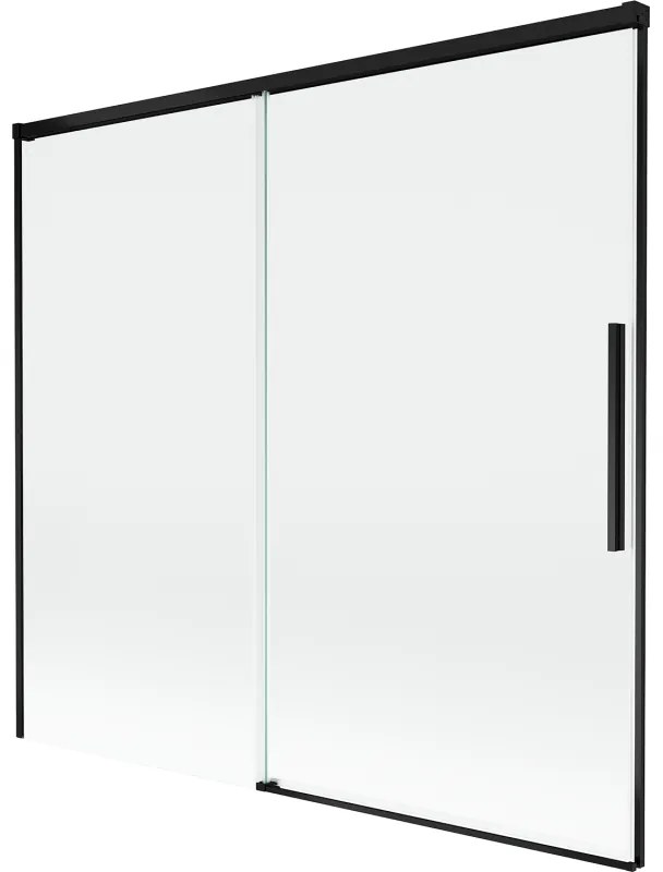 Mexen Rox, 2-krídlová posuvná vaňová zástena 170 x 150 cm, 8mm číre sklo, čierny matný profil, 8C9-170-001-70-00