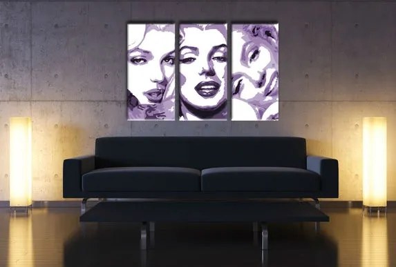 Ručne maľovaný POP Art obraz Marilyn MONROE 3 dielny mon4