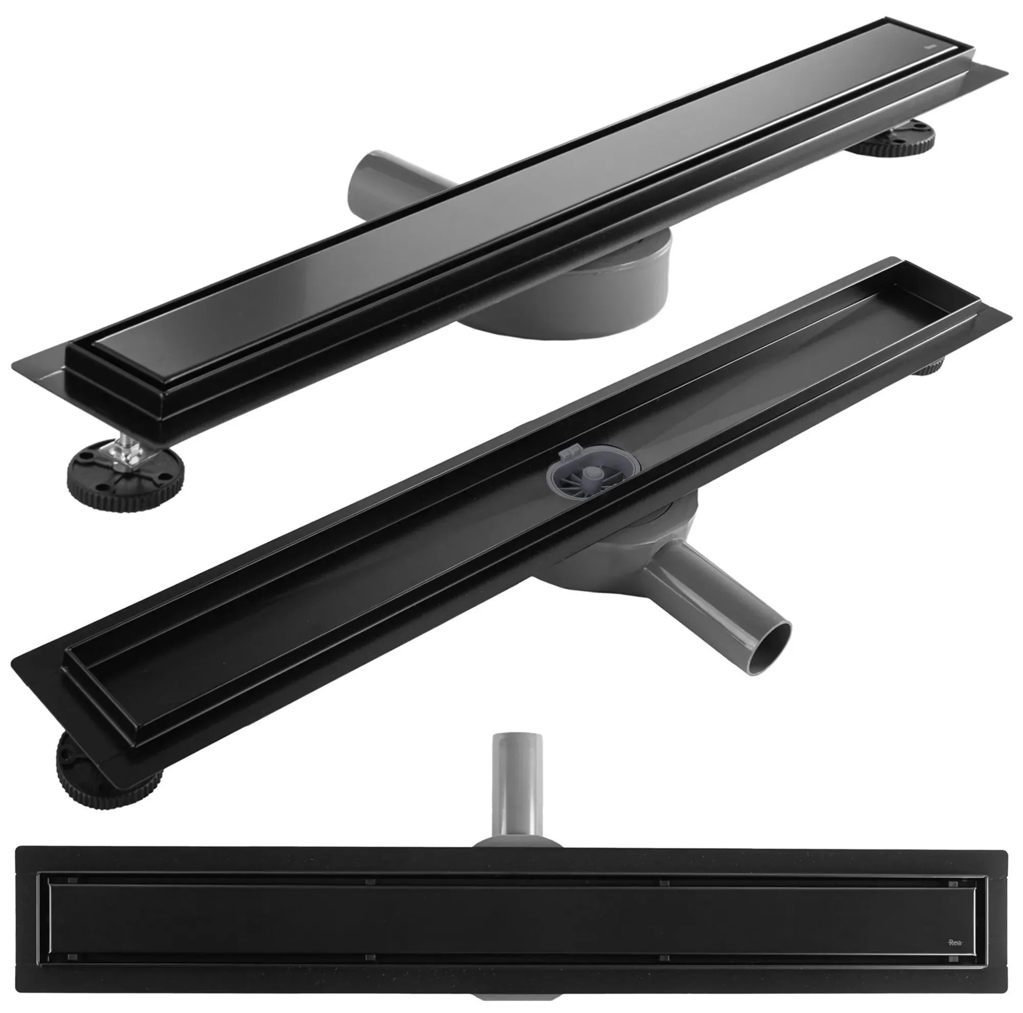 Rea Neox Pro Black, odtokový sprchový žľab 80 cm, čierna matná, REA-G7803