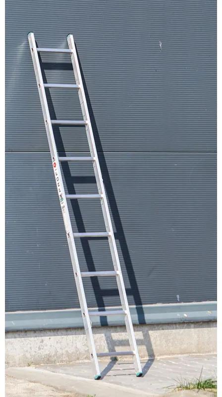 Hliníkový jednodielny rebrík ALVE EUROSTYL, 1x9 priečok, dĺžka 2,56 m