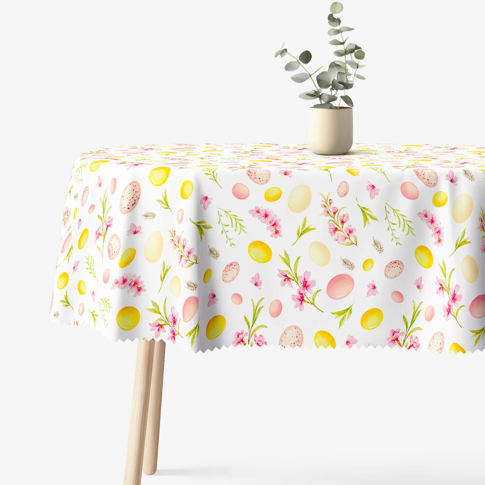 Goldea veľkonočný oválny teflónový obrus - kraslice s kvetinami 140 x 280 cm