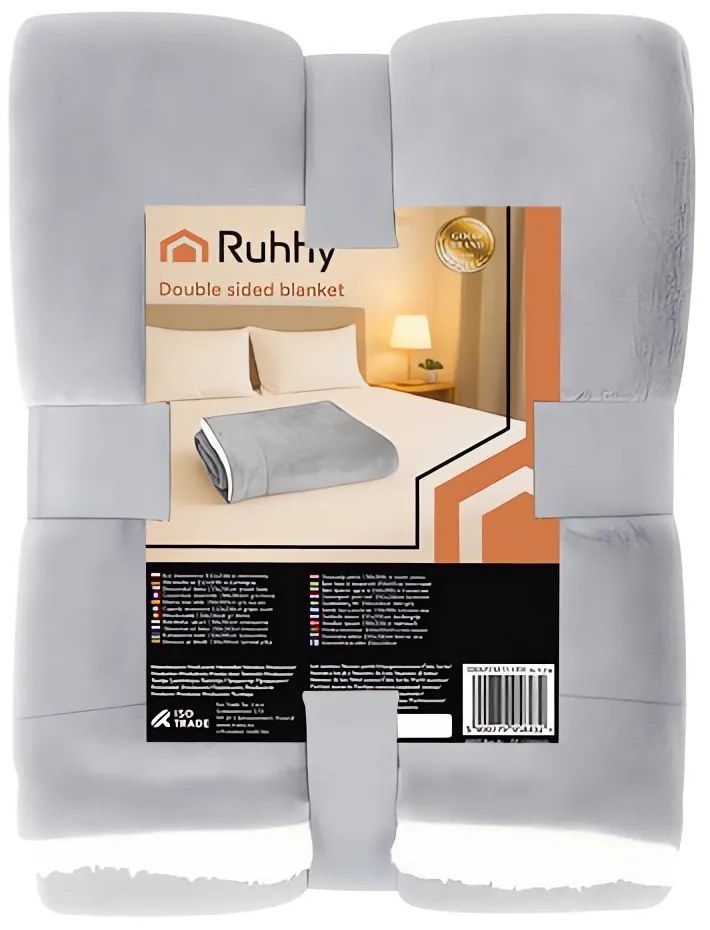 Ruhhy 26293 Obojstranná deka s baránkom 150 x 200 cm, svetlosivá