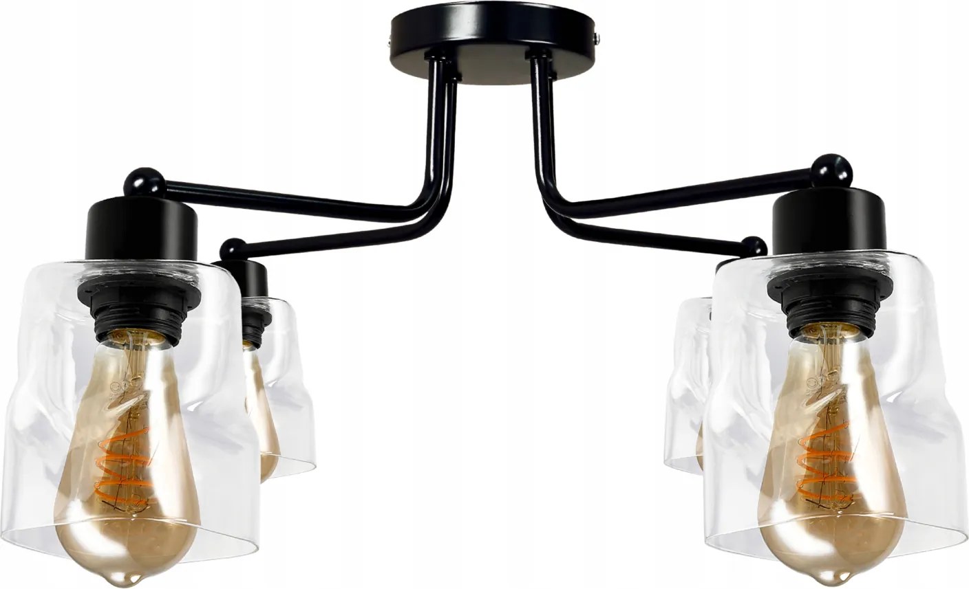 BERGE LED luster stropné svietidlo 2xE27, rolovací, priehľadný štvorec