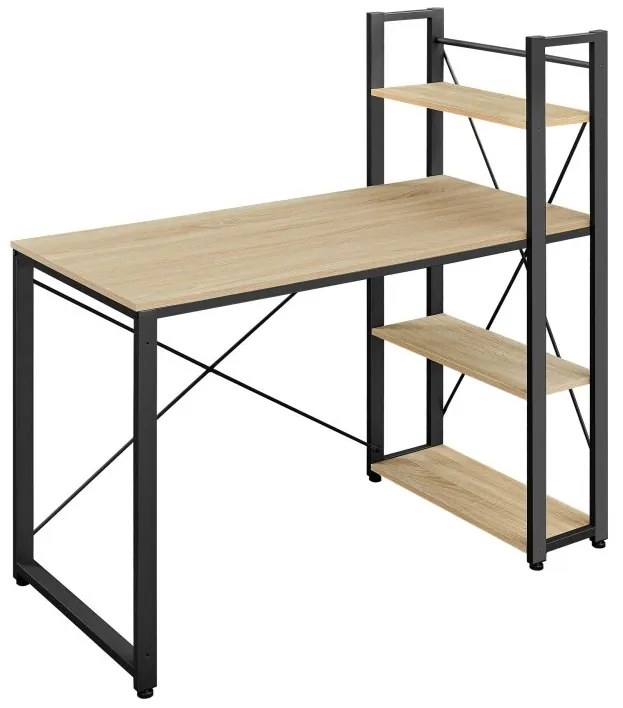 Počítačový stôl s policami - dub sonoma