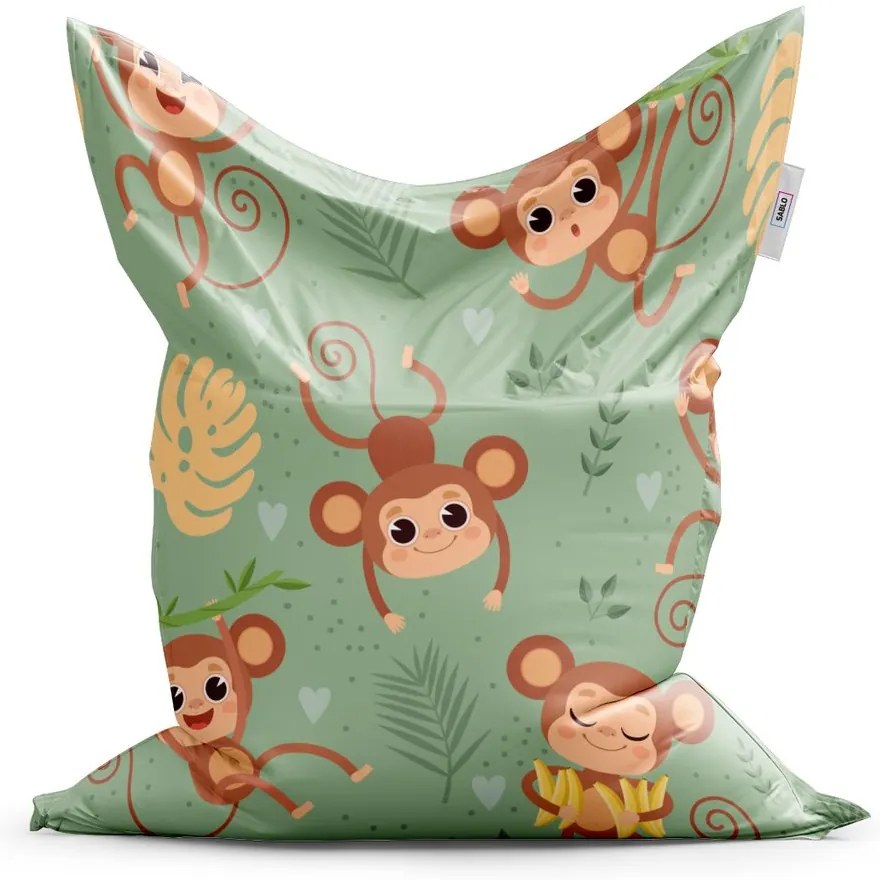 Sedací vak Classic roztomilé opičky - detský, farebná