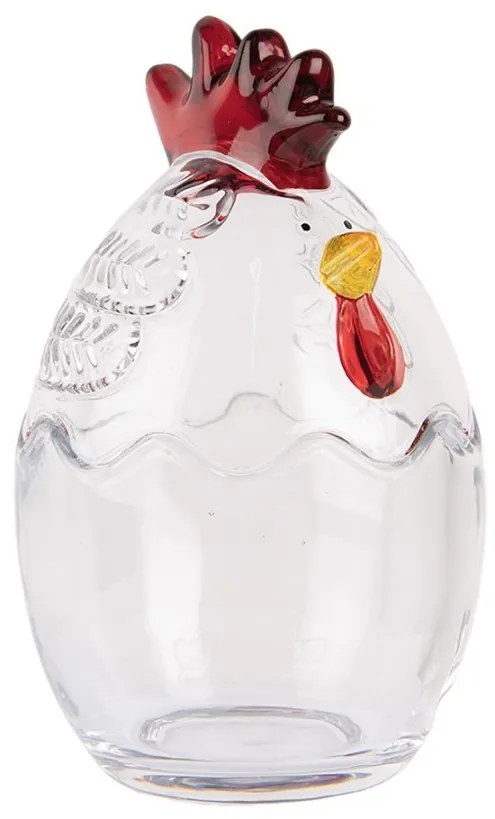 Transparetná sklenená dóza s vekom v tvare sliepočky Chicken - ⌀ 10*17 cm