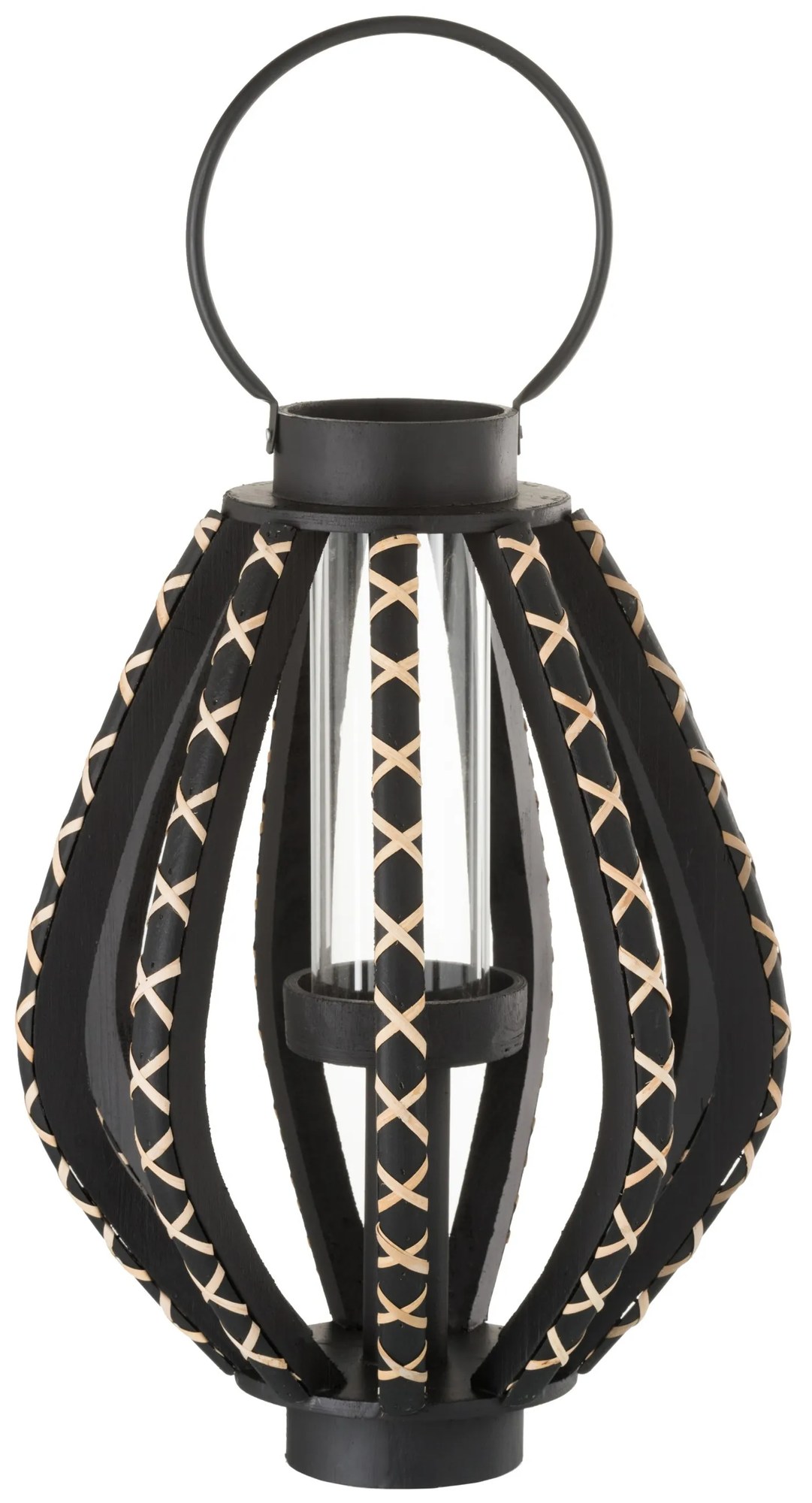 Čierna drevená lampáš Reed black - Ø 33 * 45 cm Čierna drevená lampáš Reed black - Ø 33 * 45 cm