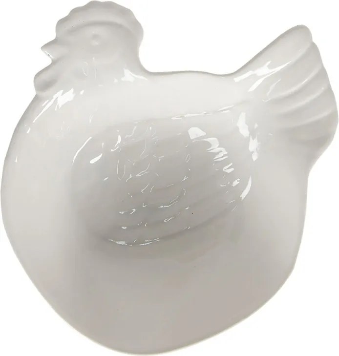 Biela keramická miska v dizajne sliepky Campagne - 23 * 26 * 7 cm