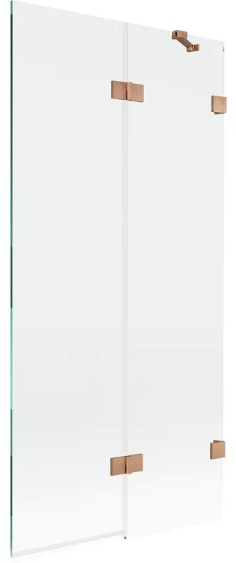 Mexen Lunar, 2-krídlová vaňová zástena pravá 90 x 150 cm, číre sklo, medená matná, 897-090-100-65-00-P