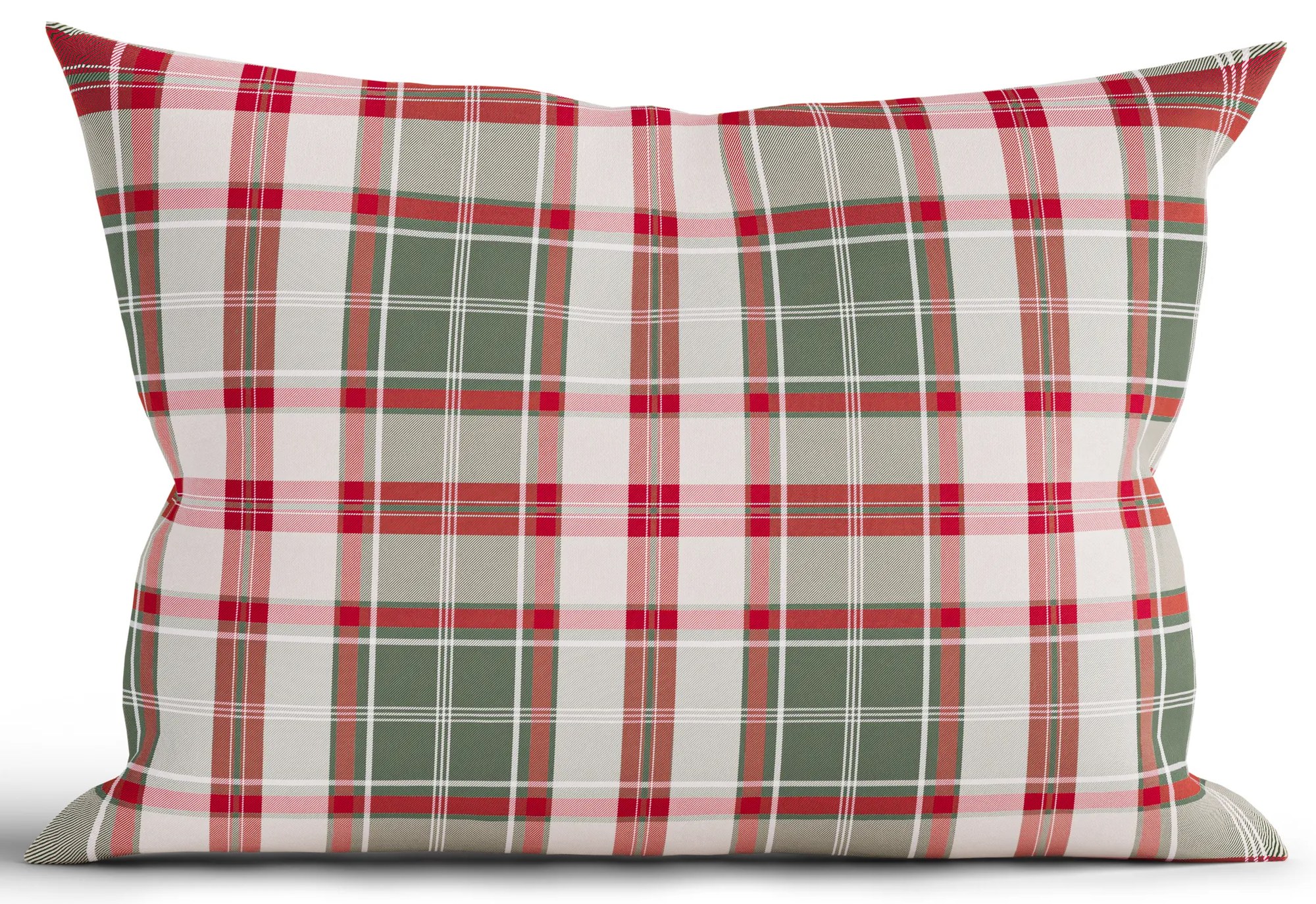 Vianočná bavlnená obliečka na vankúš Renforcé 50 × 70 cm - Káro zelené