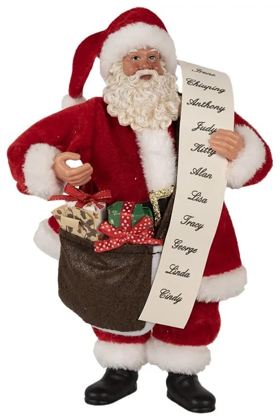 Vianočné dekorácie otec Santa Claus so zoznamom a darčeky - 17*10*27 cm