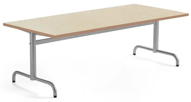 Stôl PLURAL, 1800x800x600 mm, linoleum - béžová, strieborná