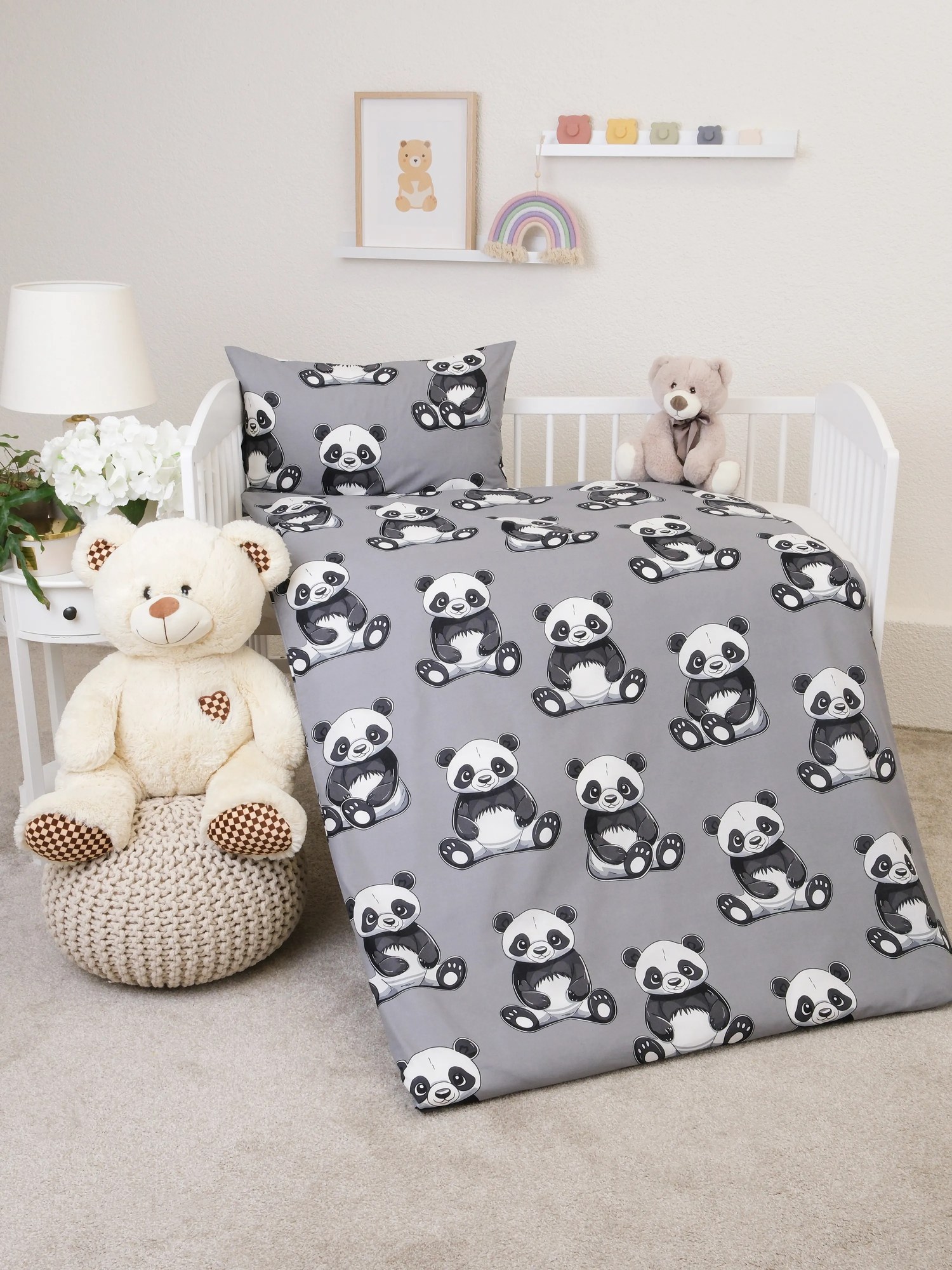 Bavlnené obliečky Renforcé do postieľky - Panda
