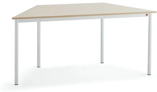 Stôl SONITUS TRAPETS, 1600x800x720 mm, HPL - breza, biela