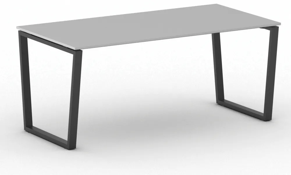 Kancelársky stôl PRIMO IMPRESS, 180x90 cm, čierna podnož, sivá