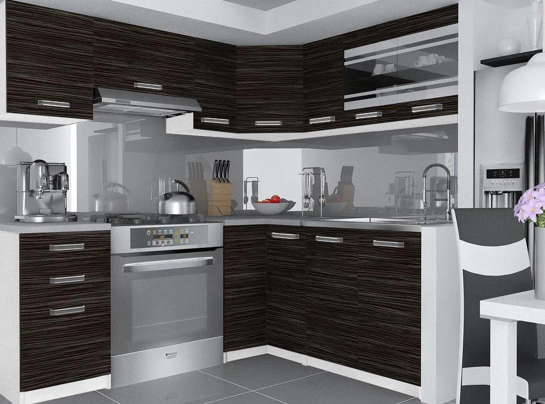 Kuchynská linka Belini 360 cm eben kráľovský s pracovnou doskou Lidia TOR LIDIA/5/WT/HK/0/F