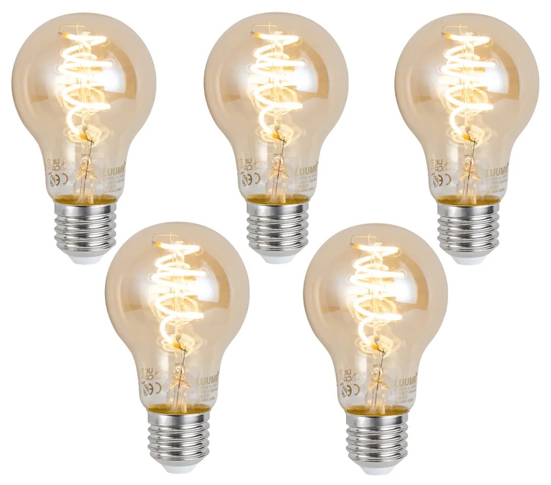 Sada 5 ks Inteligentná stmievateľná LED žiarovka E27 A60 Jantárová 4,9 W 320 lm 2500 K