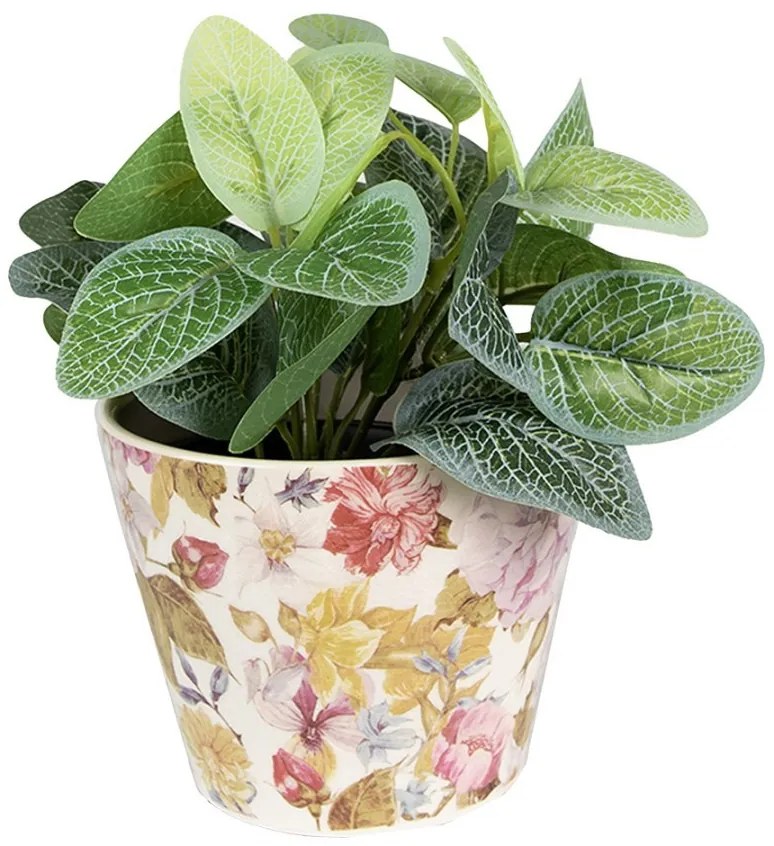 Keramický obal na kvetináč s kvetmi Lovely Flowers XS - Ø12*10 cm