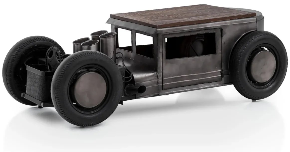 furniture-nabytek.cz - Masívny konferenčný stolík Car z mangového dreva a kovu, lakovaný, čierny – 160×65×50 cm