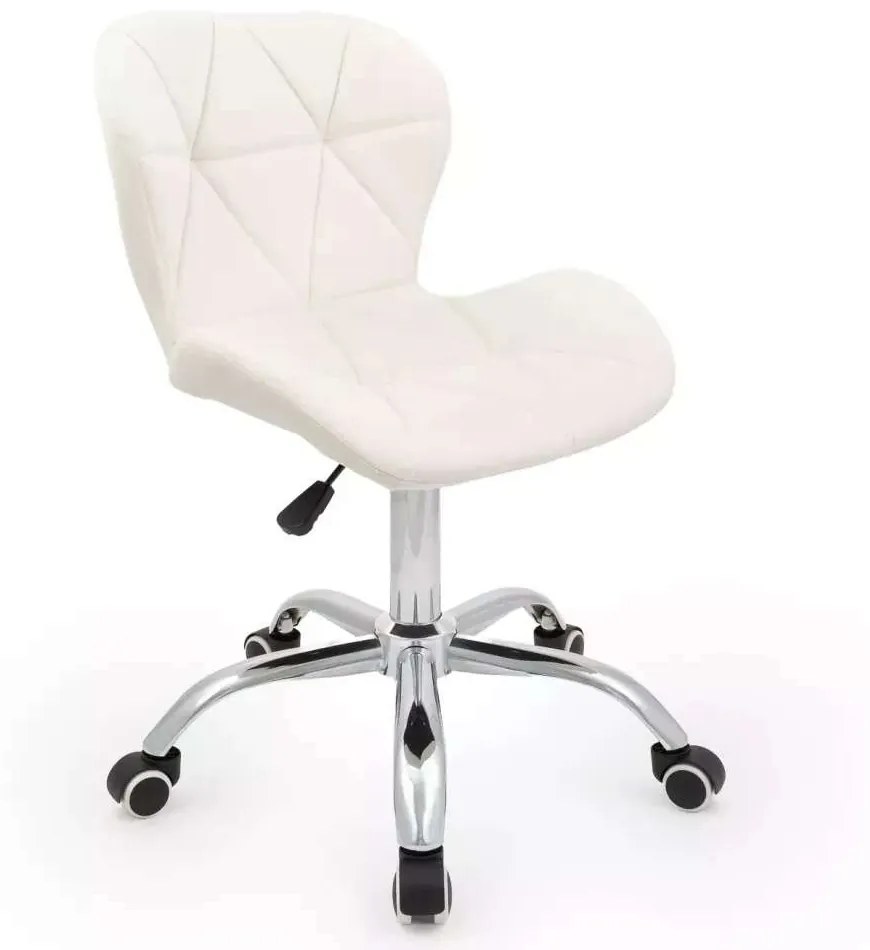 LuxuryForm DESIGN Stolička LIVIO VELUR na striebornej podstave s kolieskami - biela