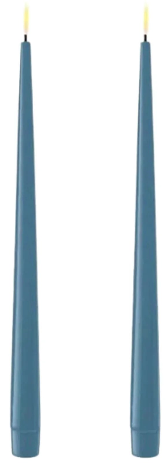 DeluxeHomeart Vysoké LED sviečky Shiny Dusty Blue – set 2 ks