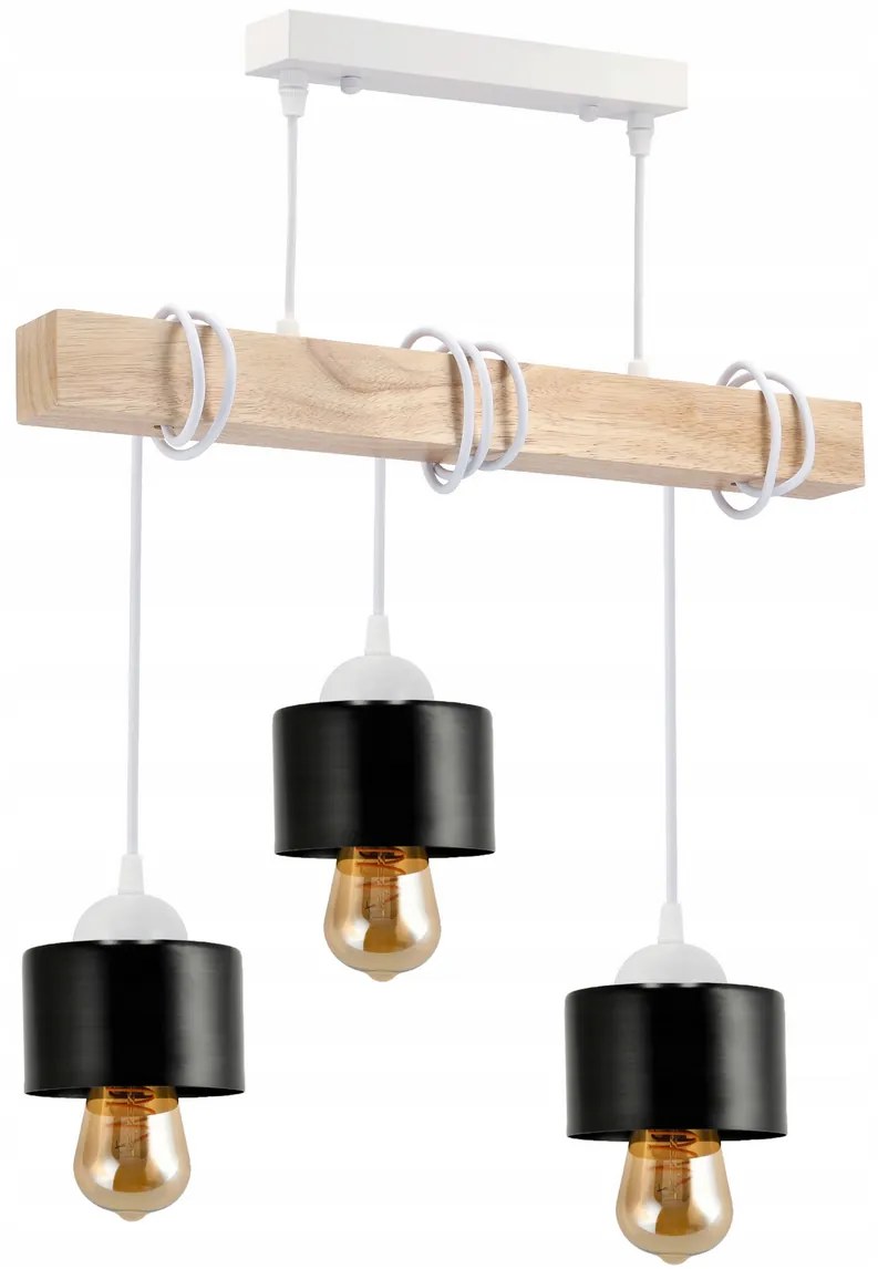 BERGE LED drevené závesné stropné svietidlo, biele, 3xE27 kelímok