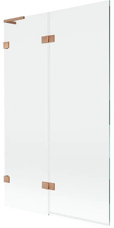 Mexen Lunar L, 2-krídlová vaňová zástena ľavá 110 x 150 cm, číre sklo, medená matná, 897L-110-100-65-00-L