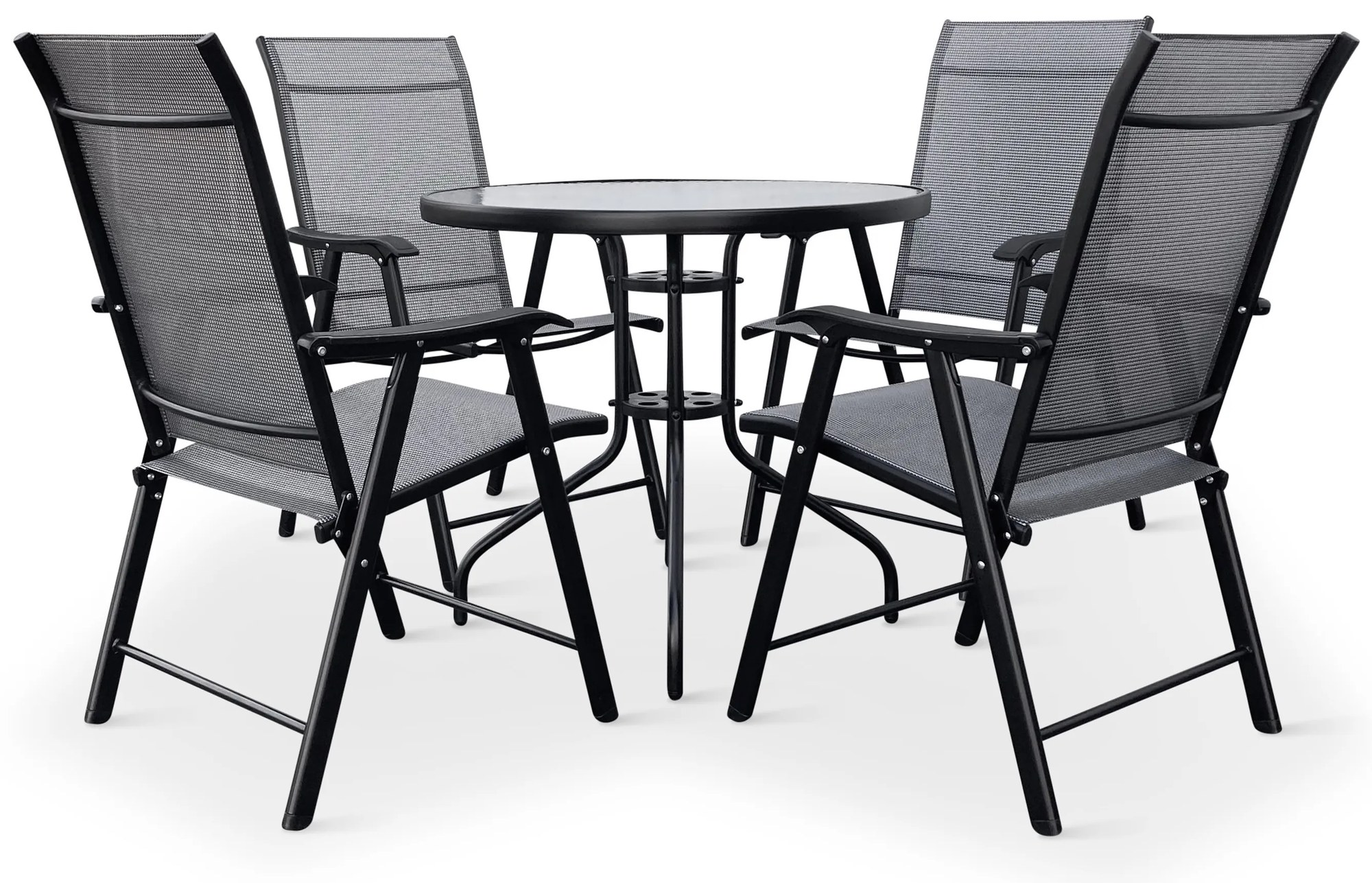 Noela Záhradný jedálenský set Capri 80 cm + 4x kovová stolička Solano