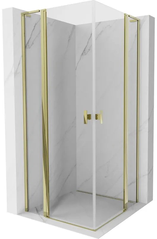 Mexen, Mexen Mist L Duo sklápací sprchový kút 90 x 90 cm, transparentný, zlatý - 8A4L-090-090-50-00
