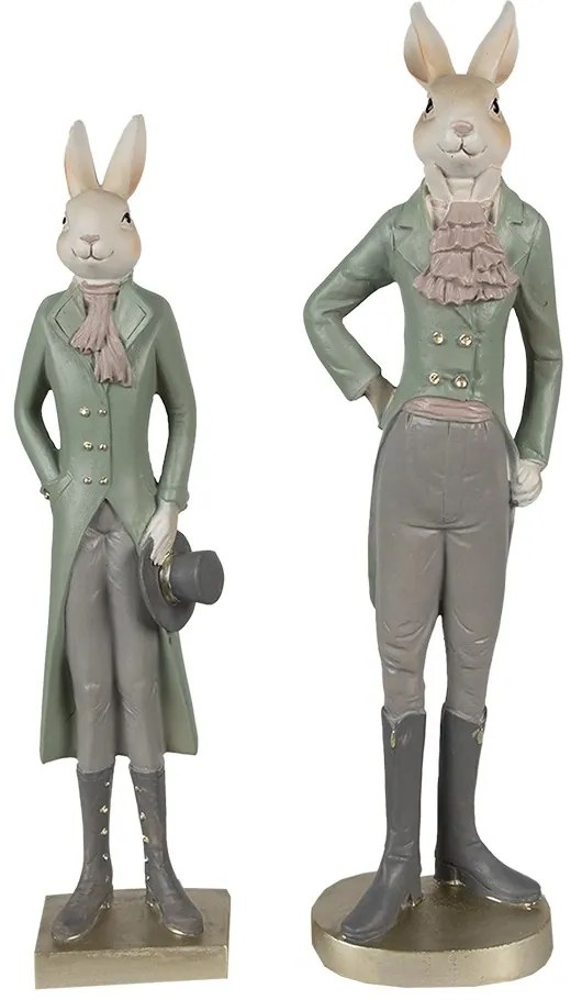 Dekorácia králik elegán v zelenom fraku s klobúkom - 9*7*36 cm