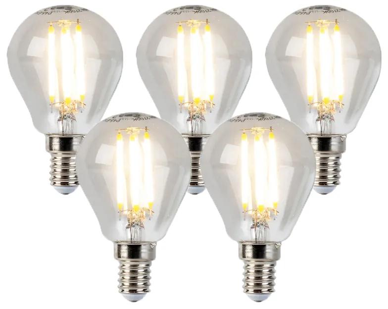 Sada 5 stmievateľných LED žiaroviek E14 Globe P45 5W 470lm 2700K