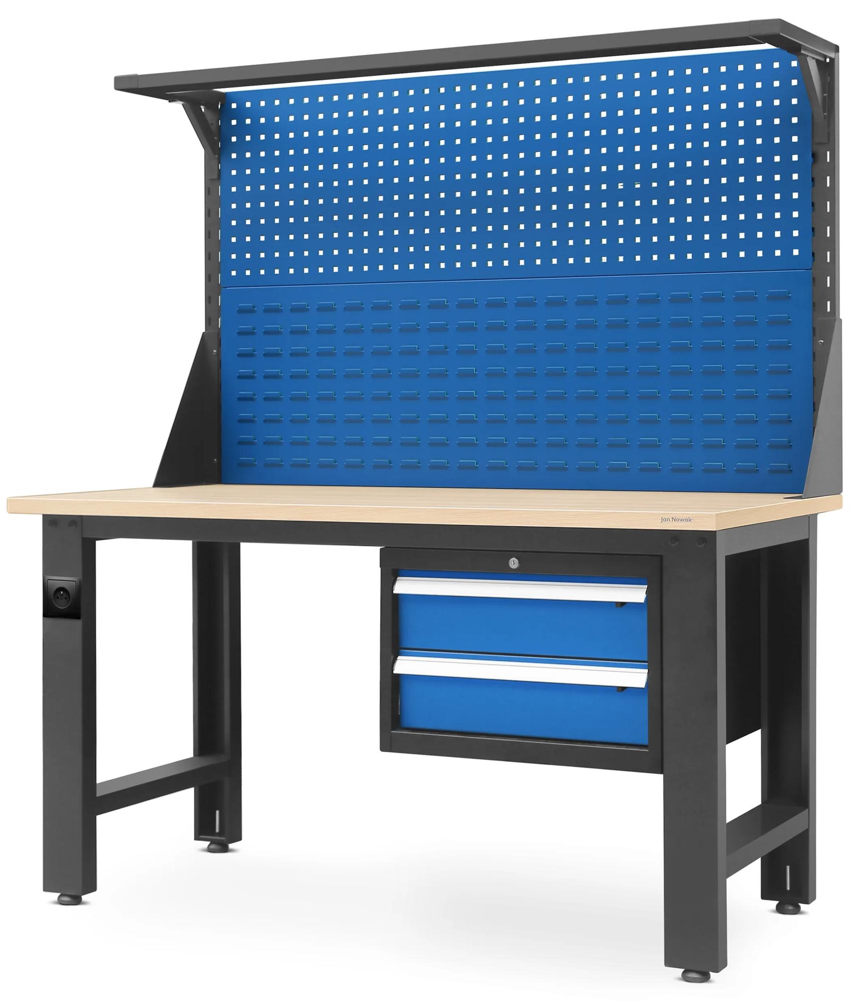 Pracovný stôl LOGAN, 1500 x 1700 x 750 mm, antracitovo modrý