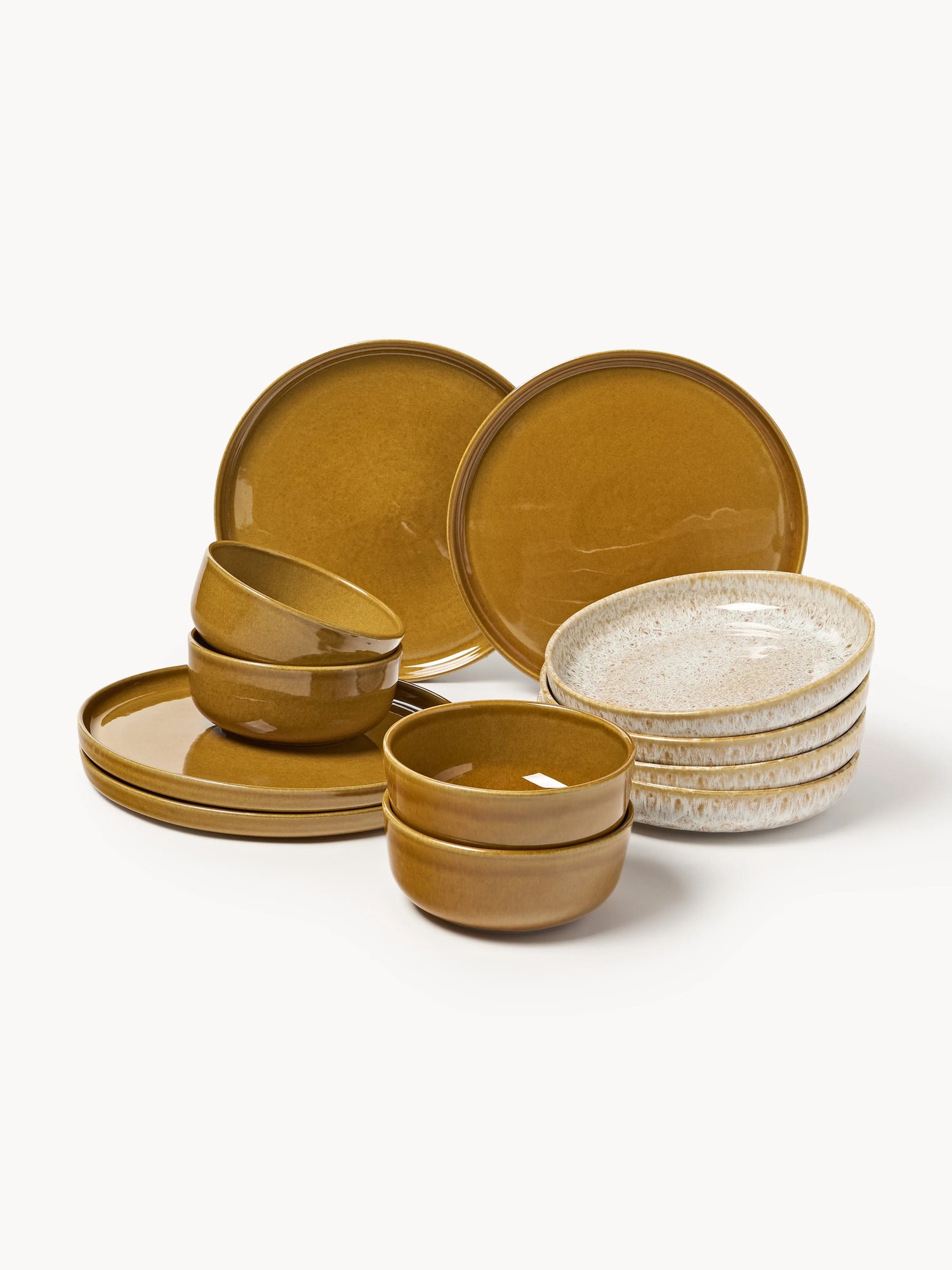 Ručne vyrobená súprava riadu's reaktívnou glazúrou Ethel, 12 ks