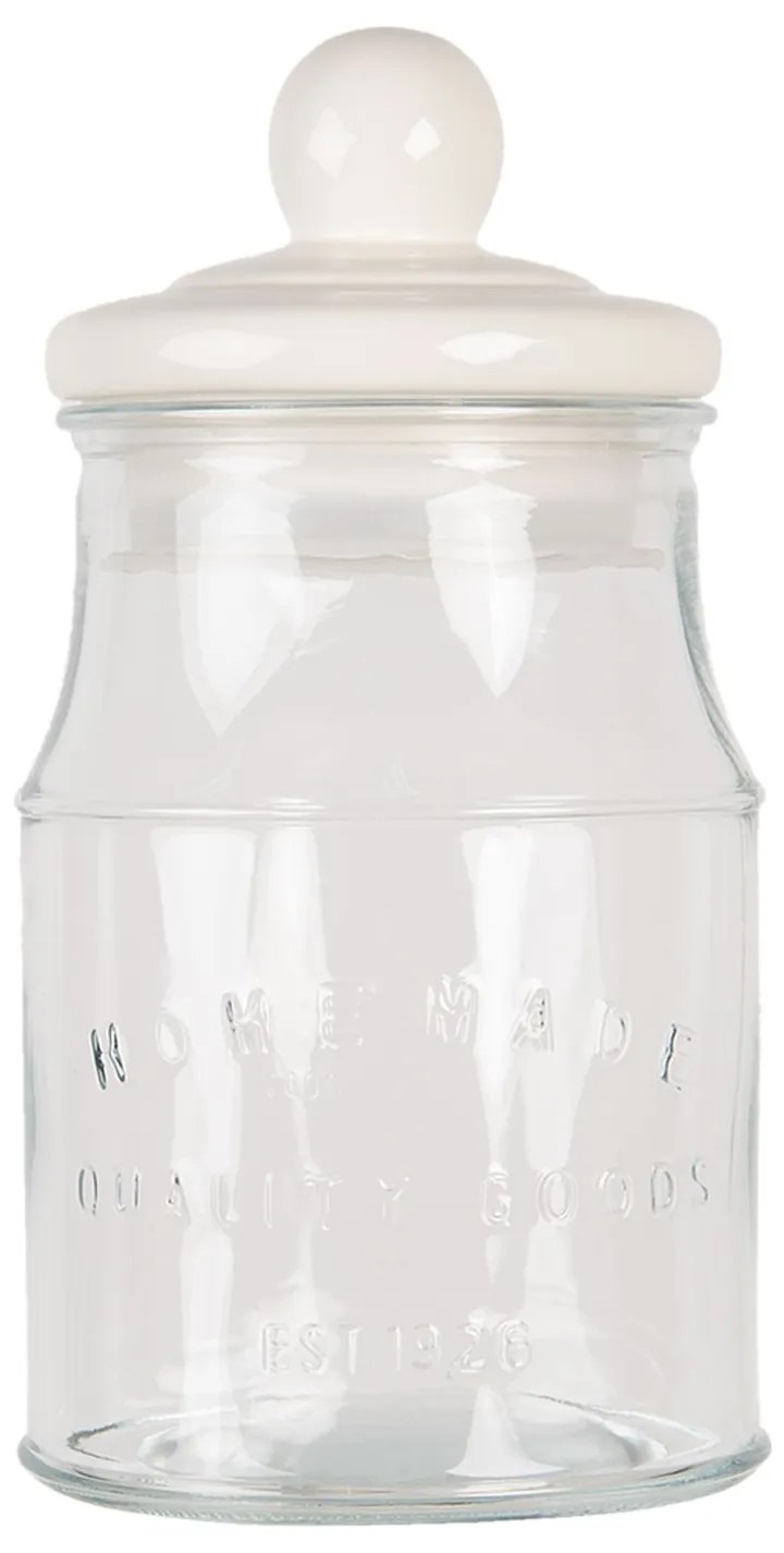 Sklenená dóza s bielym vrchnákom - Ø 15 * 29 cm