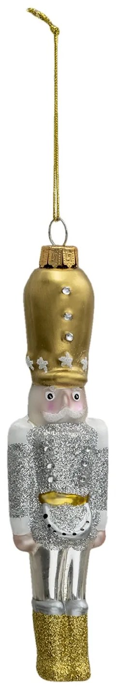 Vianočná ozdoba Luskáčik v striebornom obleku - 4 * 4 * 17 cm