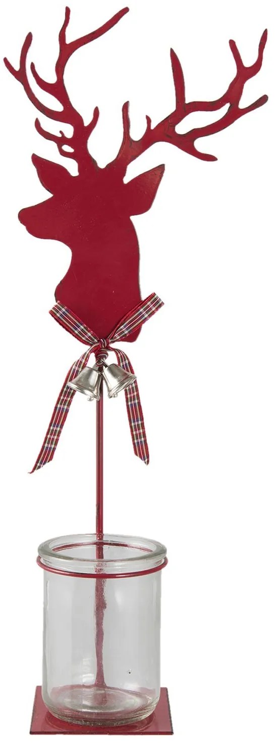 Červený svietnik Jelen - 17 * 8 * 42 cm