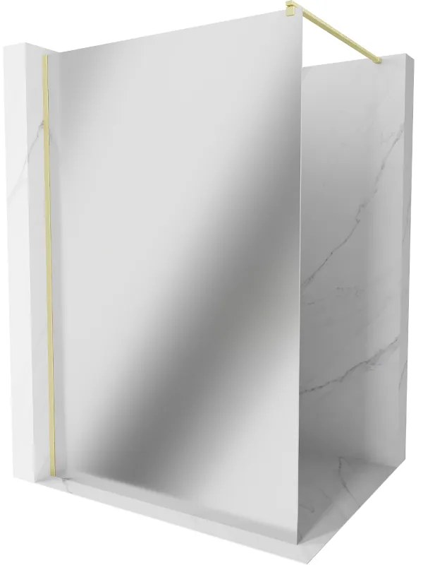 Mexen Kioto, sprchová zástena Walk-In 80 x 200 cm, 8mm sklo vzor zrkadlo, zlatý matný profil, 800-080-101-55-50