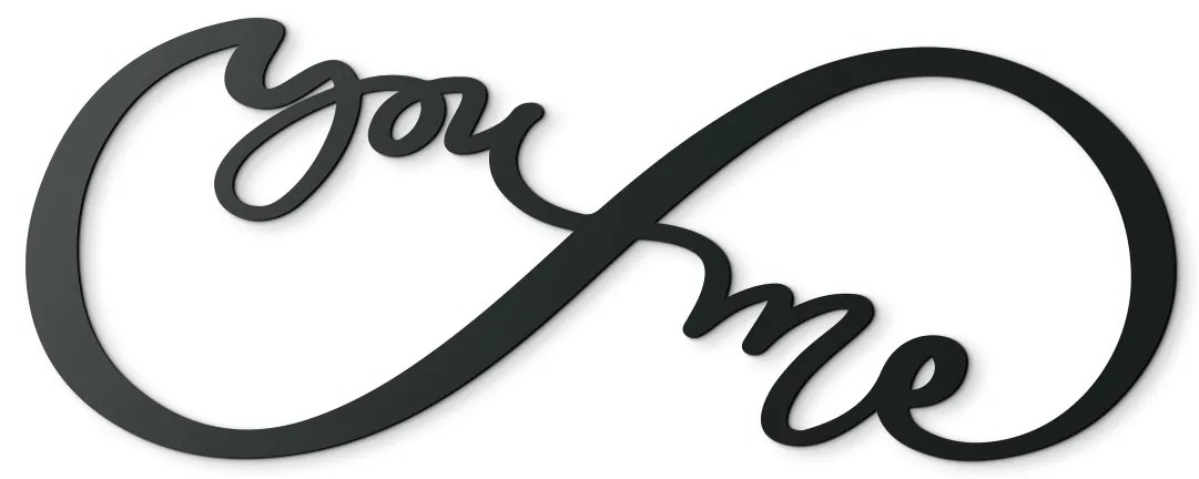 drevko Symbol Nekonečná láska s nápisom You & Me Rozmer obrazu: 17 x 44,5 cm, Farba dekorácie: Čierna