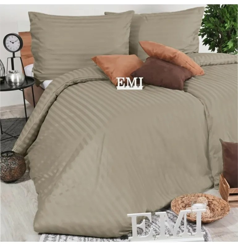 Obliečky damaškové tmavo béžové EMI, Štandardný set jednolôžko obsahuje 1x 140x200 + 1x 70x90