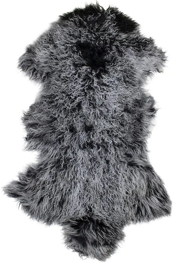 Ovčia koža kučeravý dlhý chlp čierna / biela - 60 * 90 * 5cm